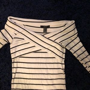 off the shoulder striped top!